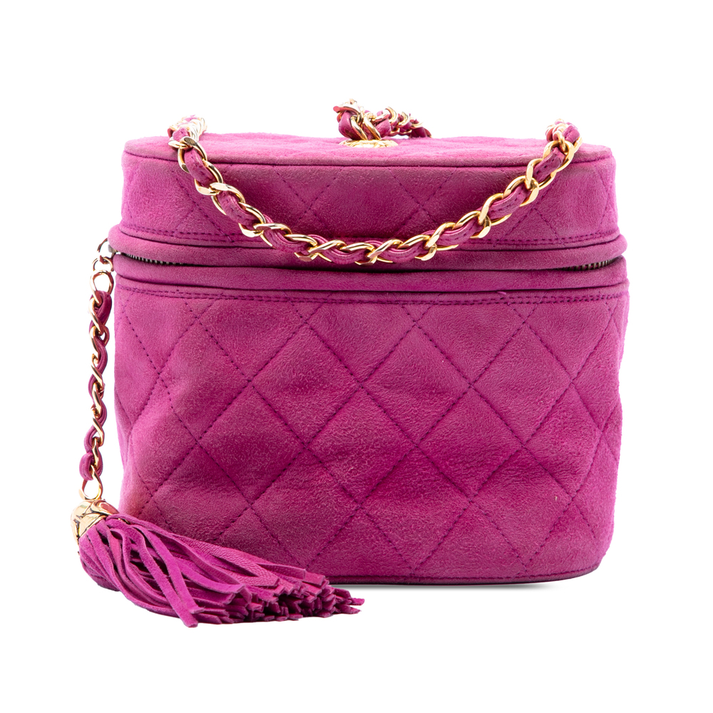 Pre-Loved Chanel Quilted Suede Tassel Vanity Bag